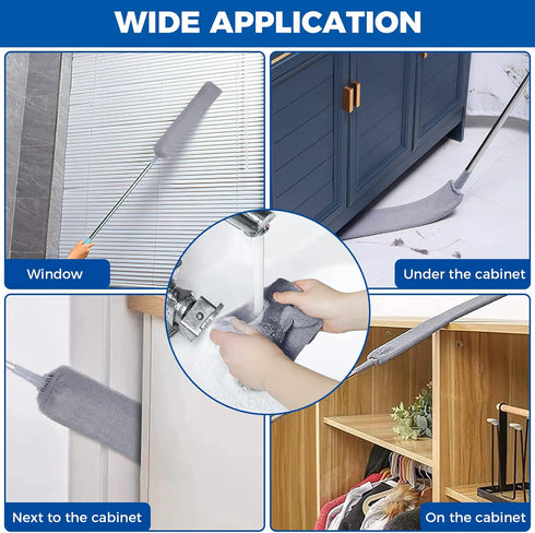 Retractable Gap Dust Cleaner Cleaning Tools with 2 Microfiber Dusting Cloths Long Handle 60inches Washable and Retractable Duster Brush for Cleani...